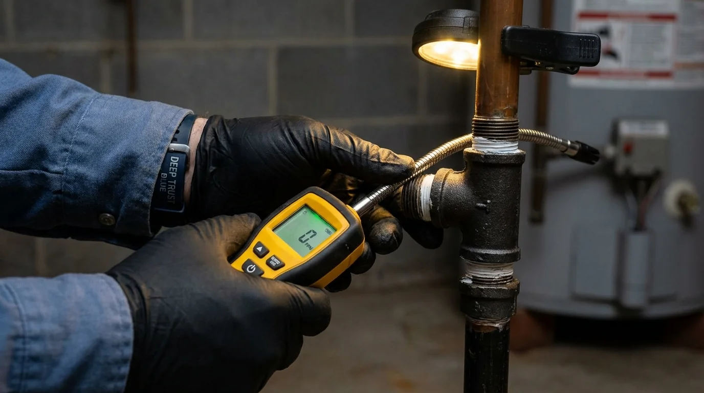 Gas leak detection with electronic sniffer by Johns Plumbing LLC in Herriman