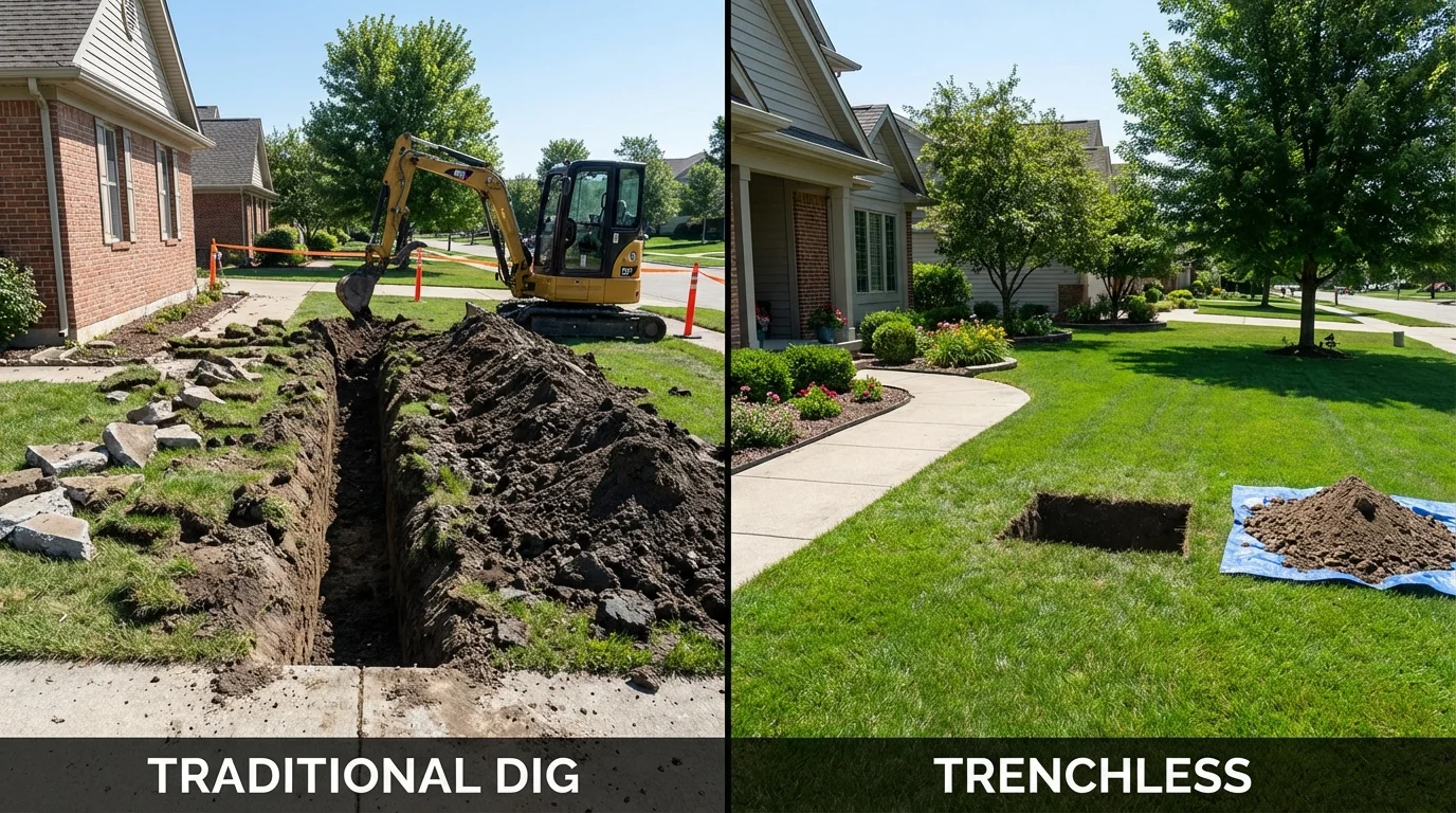 Trenchless sewer repair with minimal yard damage versus traditional excavation in Herriman, UT